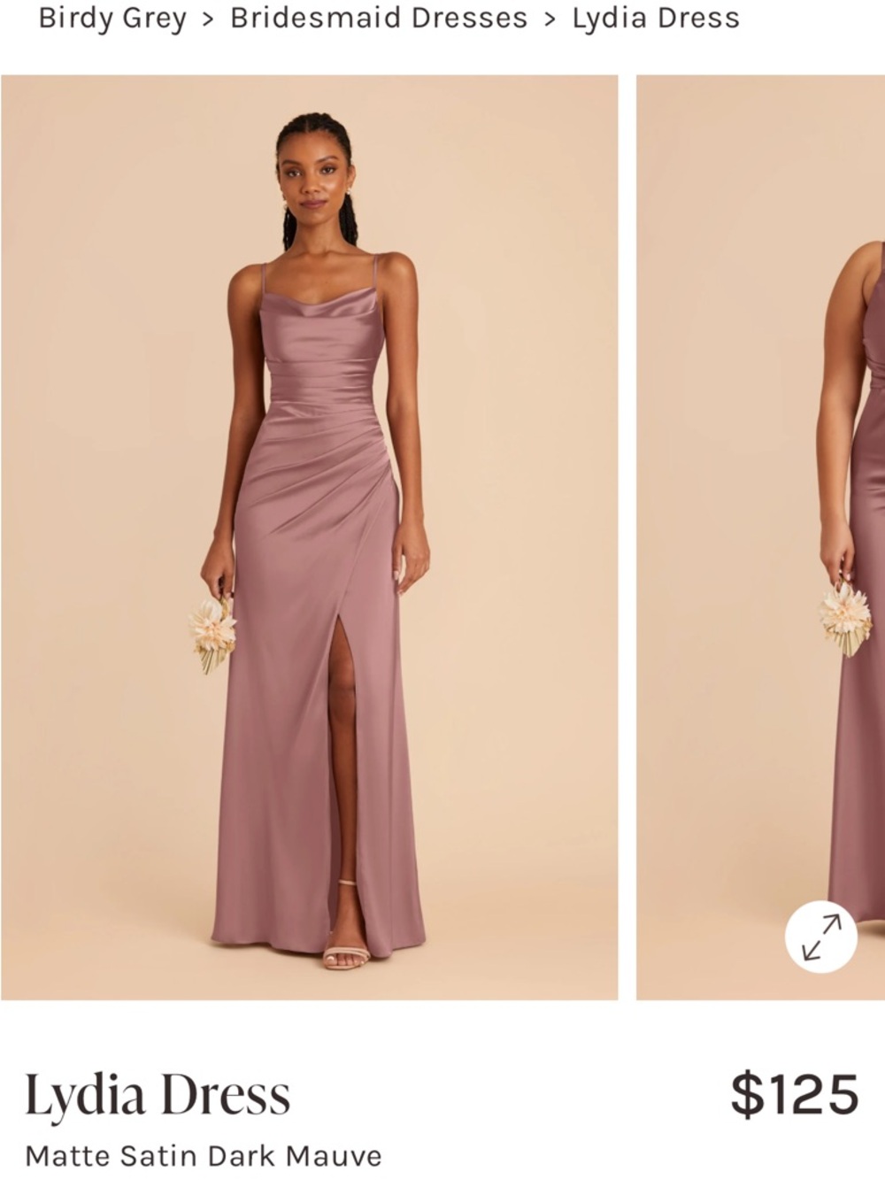 Birdy Grey Lydia Maxi Dress in Dark Mauve Matte Satin